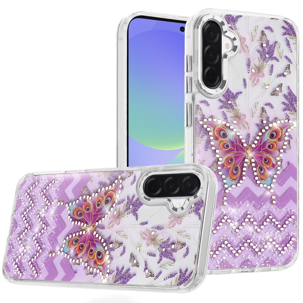 for samsung galaxy a37 resin epoxy design diamond metal edged hybrid case b