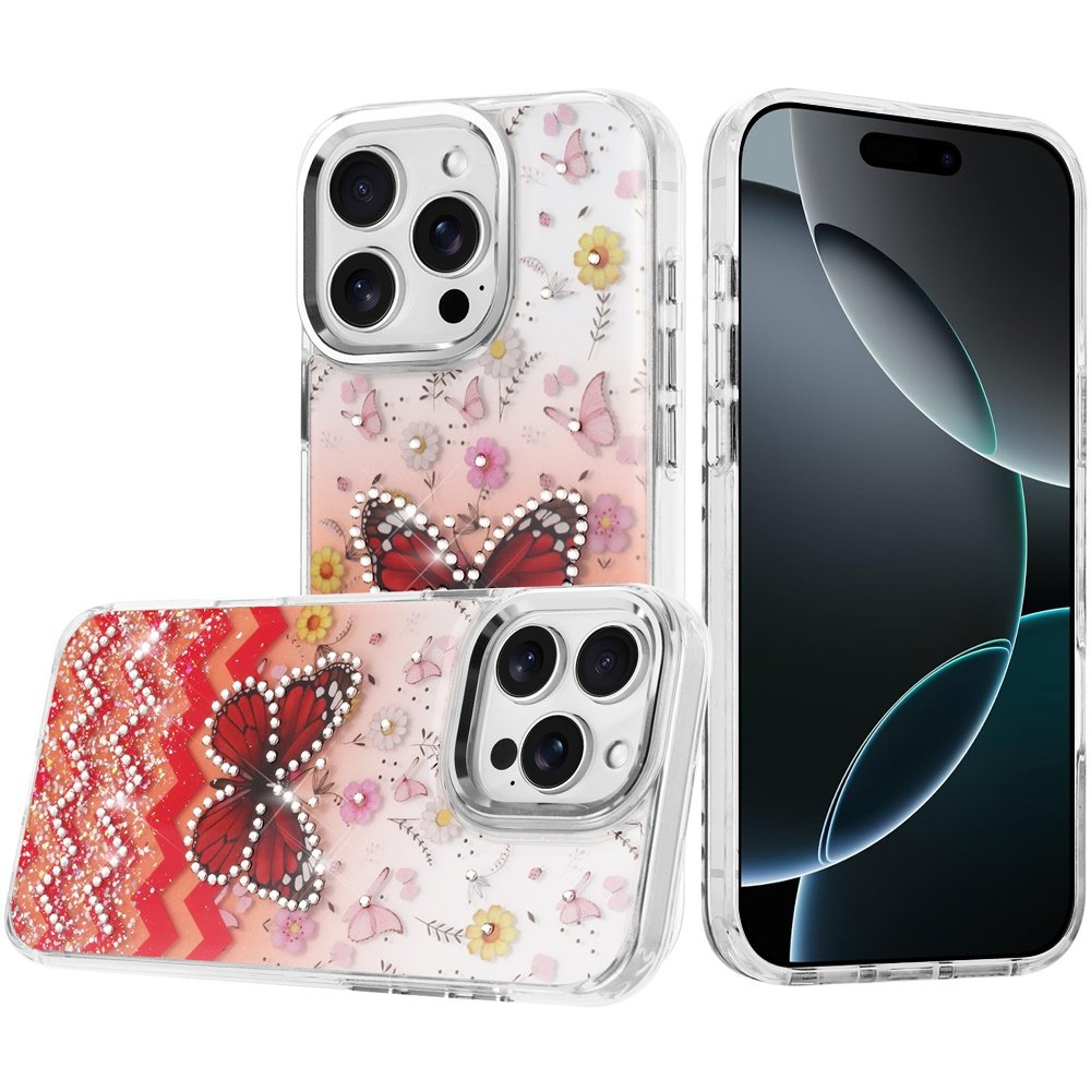 for iphone 16 pro max 6.9 resin epoxy design diamond metal edged hybrid case f