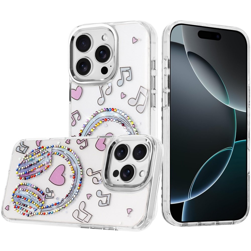 for iphone 16 pro max 6.9 resin epoxy design diamond metal edged hybrid case g