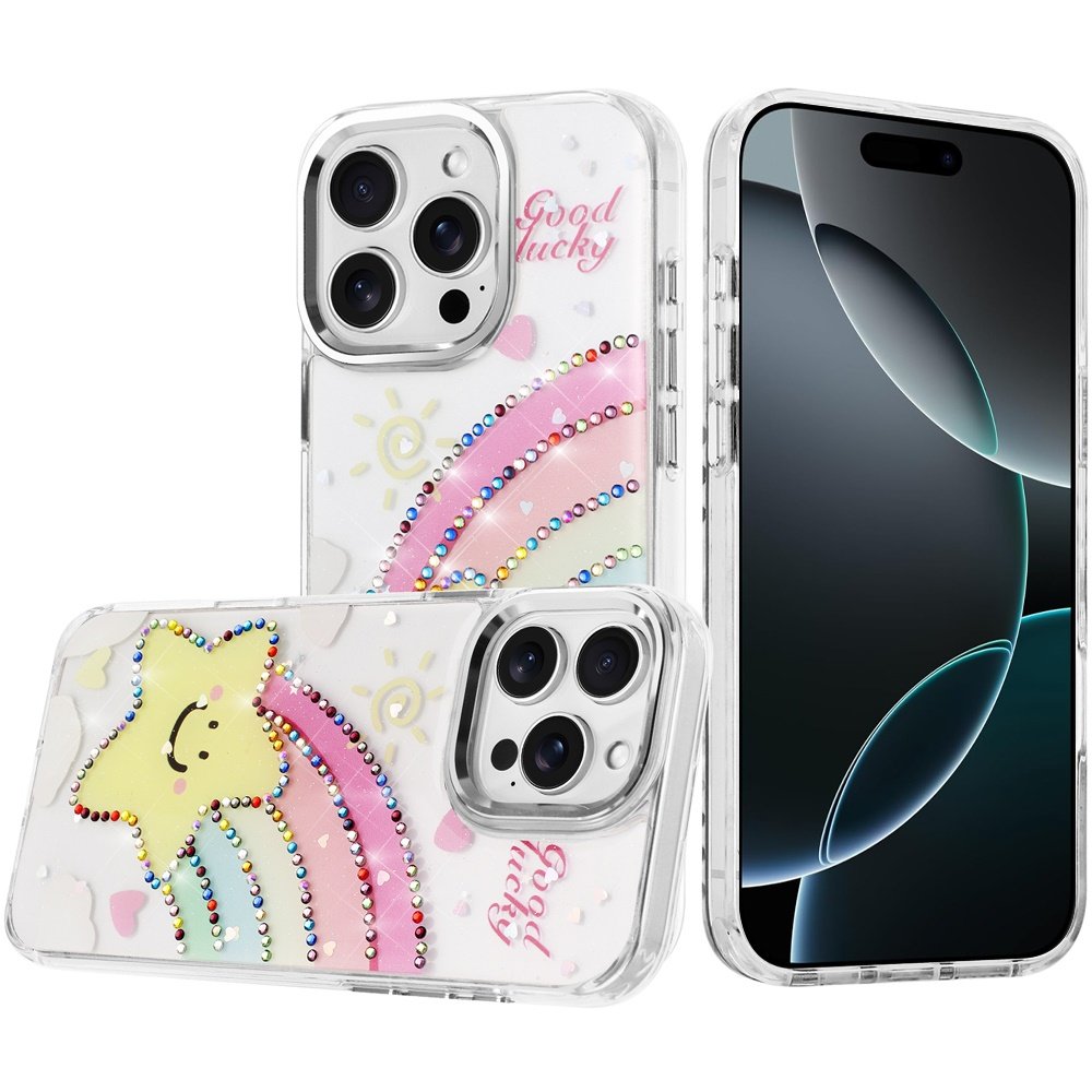 for iphone 16 pro max 6.9 resin epoxy design diamond metal edged hybrid case h