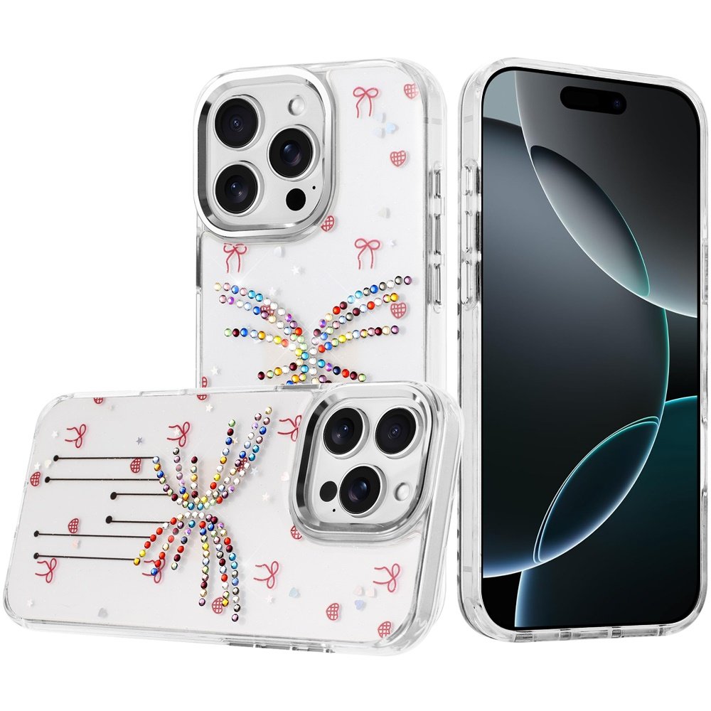 for iphone 16 pro max 6.9 resin epoxy design diamond metal edged hybrid case j