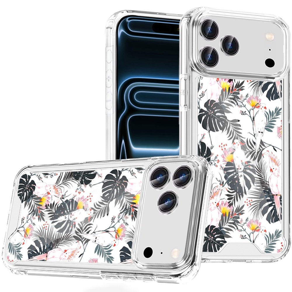for iphone 17 pro max beautiful tpu designs case case tropical flamingo & leaves