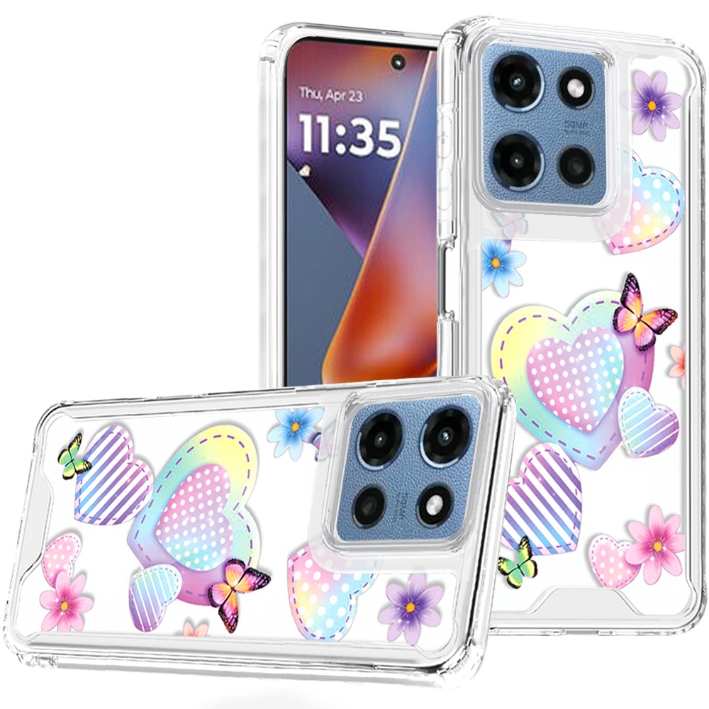 for moto g 5g 2025/2026 g play 2026 beautiful tpu designs case case pastel hearts with butterflies