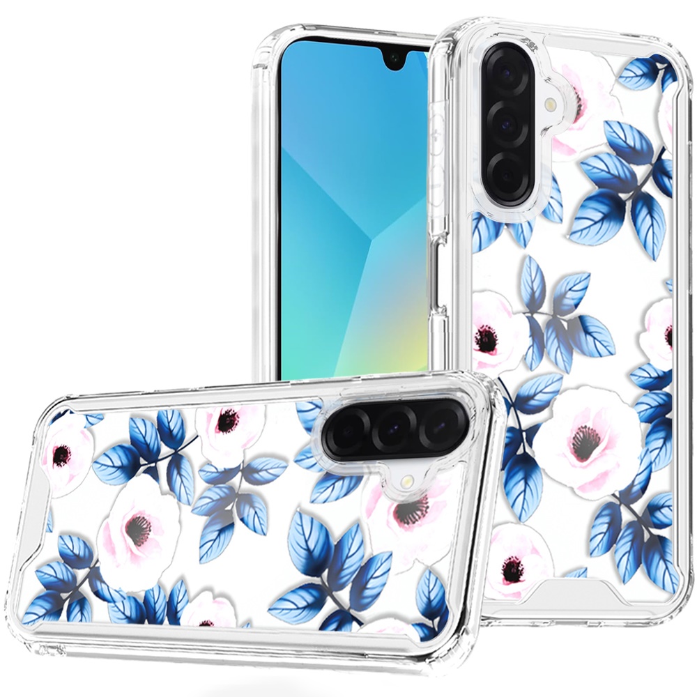 for samsung a16 5g beautiful tpu designs case case blue leaves and pink florals