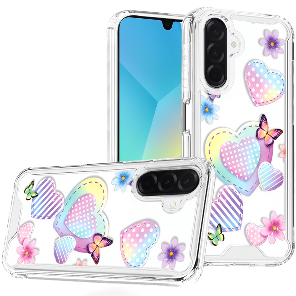 for samsung a16 5g beautiful tpu designs case case pastel hearts with butterflies
