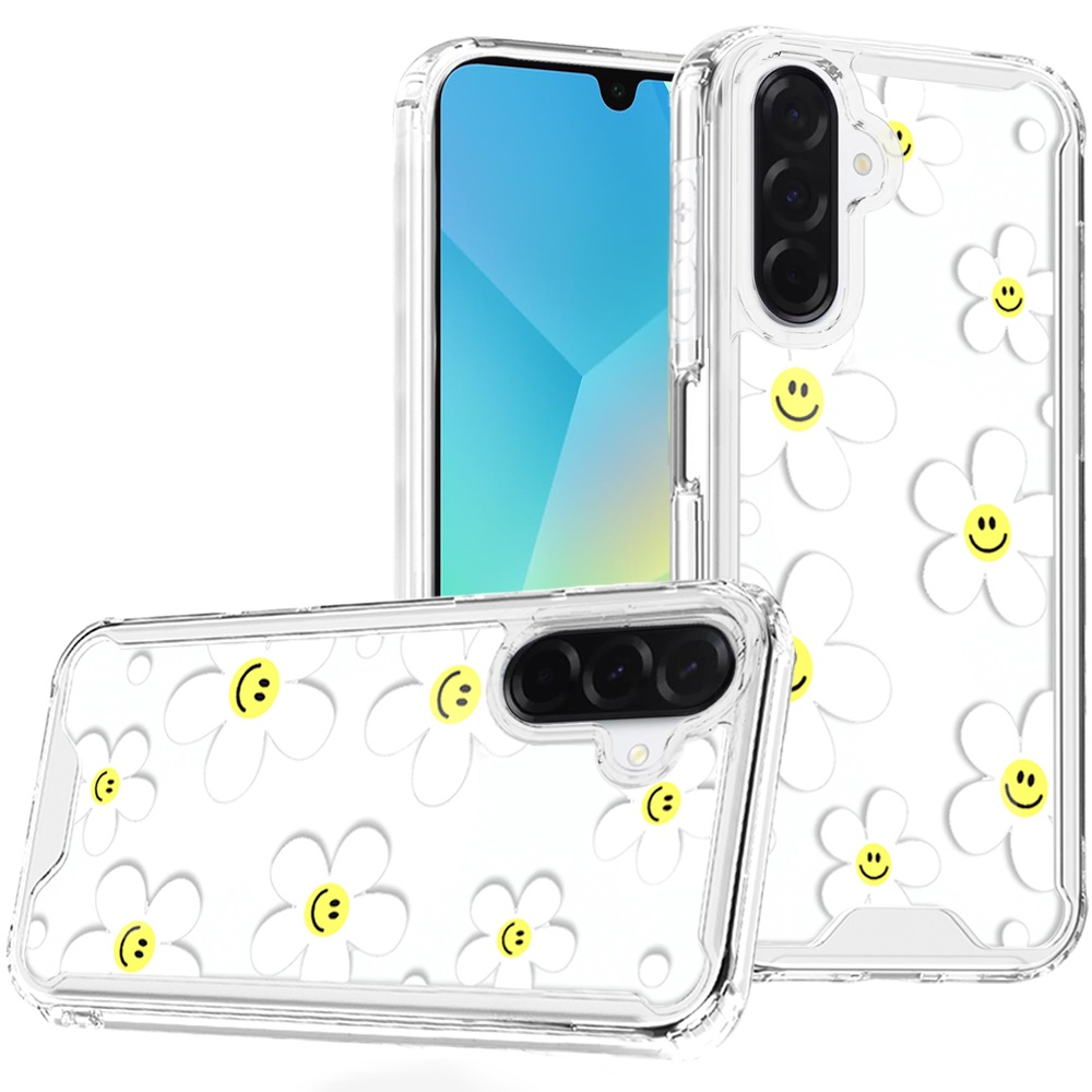 for samsung a16 5g beautiful tpu designs case case white daisies with yellow smiley faces