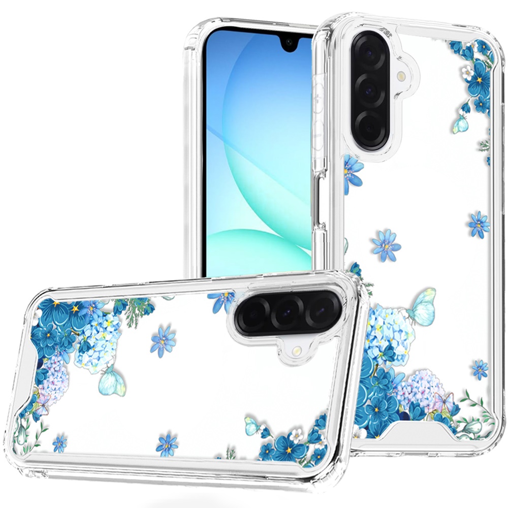 for samsung a17 5g beautiful tpu designs case case blue floral cascade with sparkles