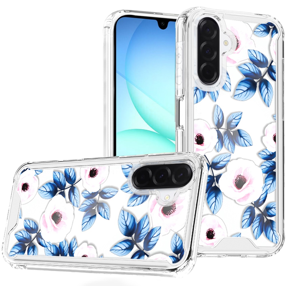 for samsung a17 5g beautiful tpu designs case case blue leaves and pink florals