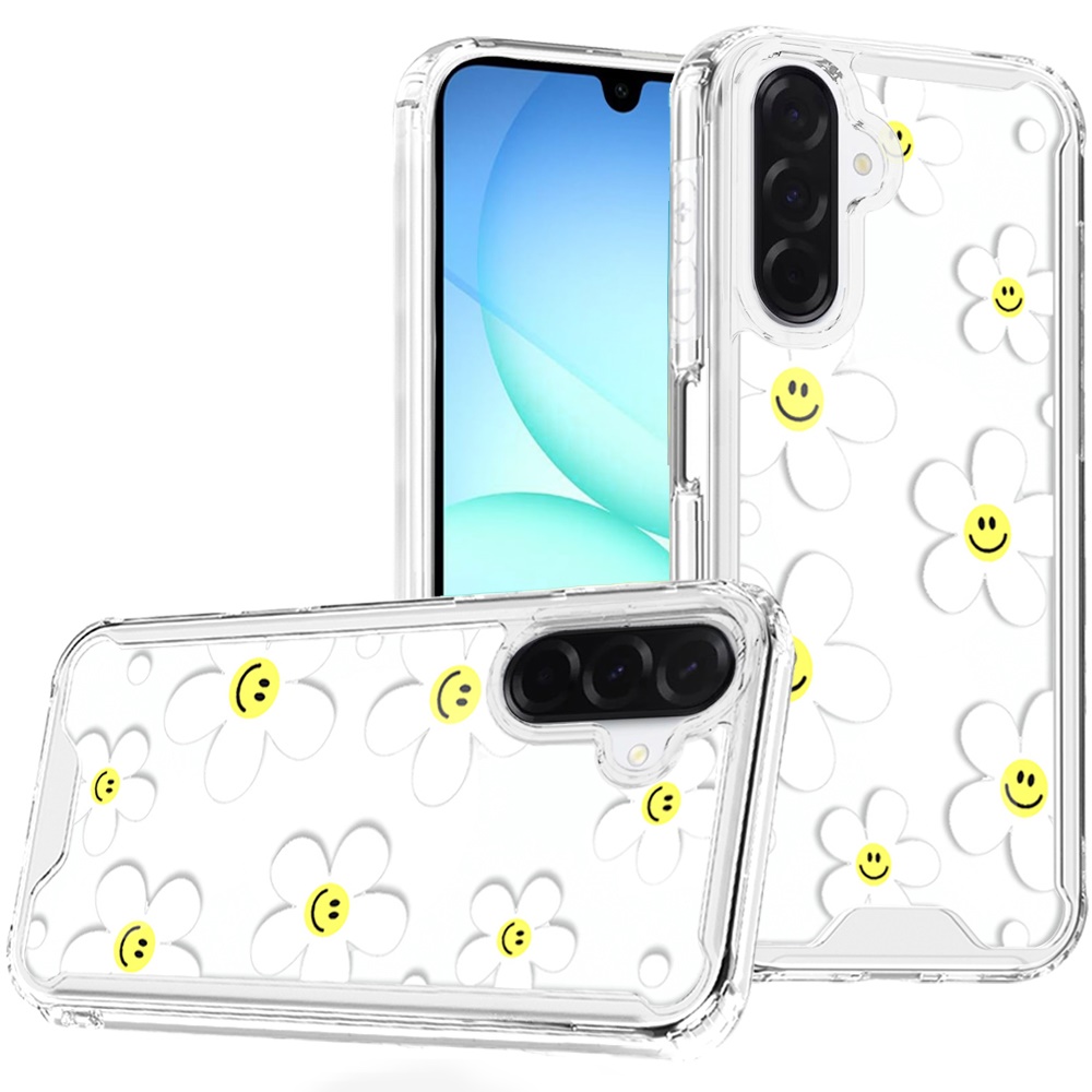 for samsung a17 5g beautiful tpu designs case case white daisies with yellow smiley faces