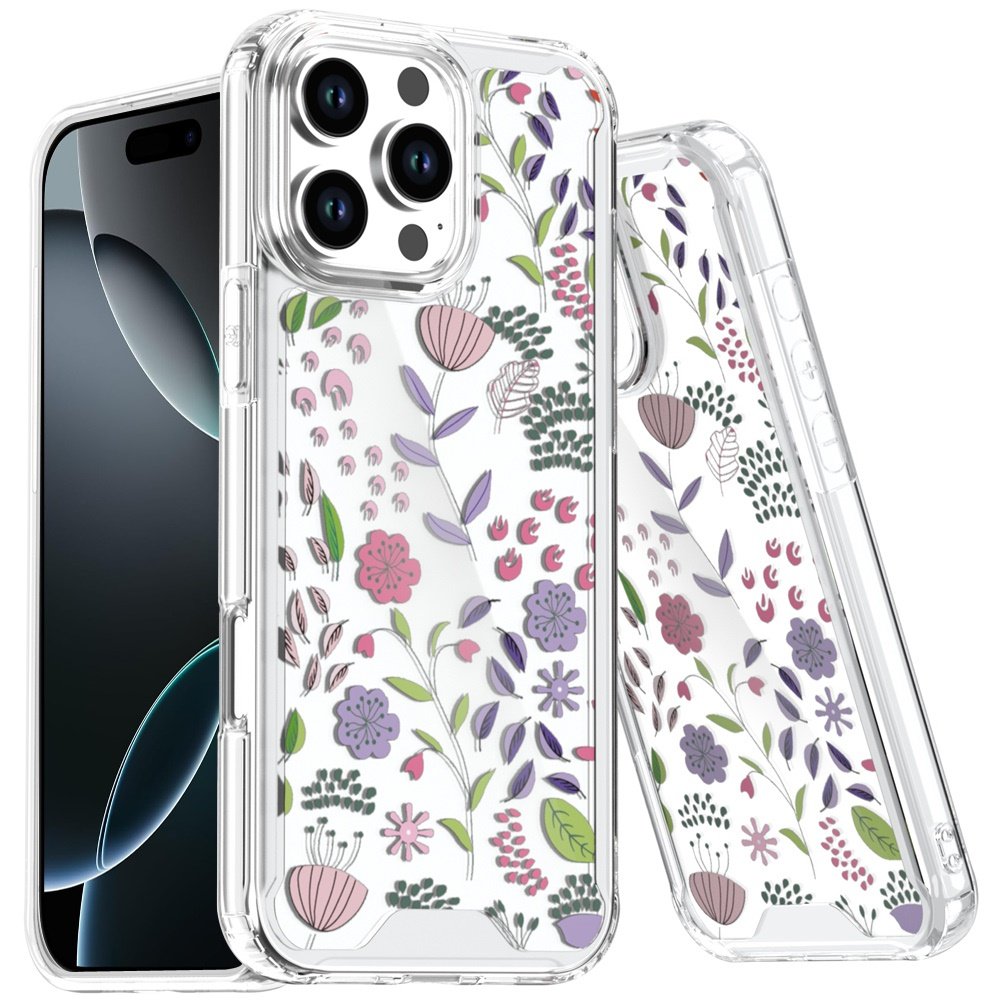 for iphone 16 pro max 6.9 beautiful tpu designs case case purple and green wildflowers