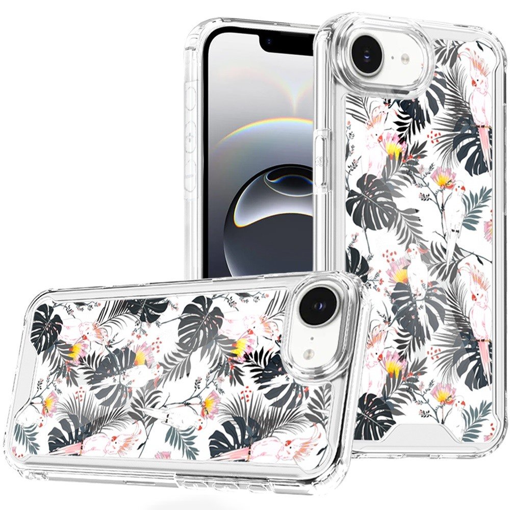 for iphone 17e / 16e / se4 beautiful tpu designs case case tropical flamingo & leaves