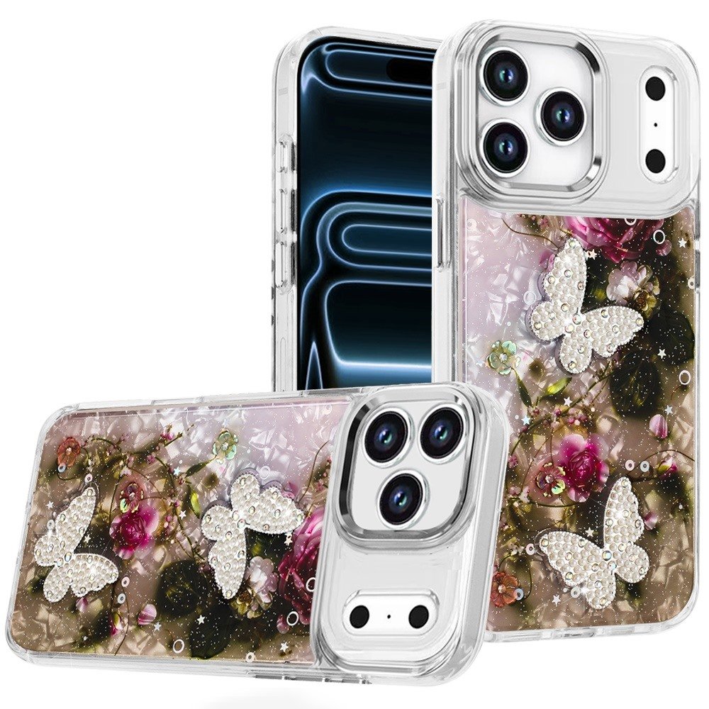 for iphone 17 pro max epoxy glitter butterfly ornaments design hq metal buttons hybrid 3