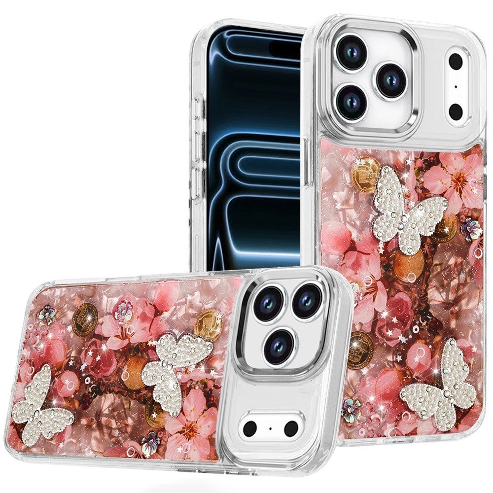 for iphone 17 pro epoxy glitter butterfly ornaments design hq metal buttons hybrid 4