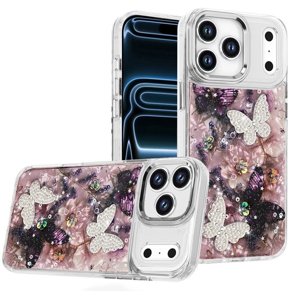 for iphone 17 pro epoxy glitter butterfly ornaments design hq metal buttons hybrid 5
