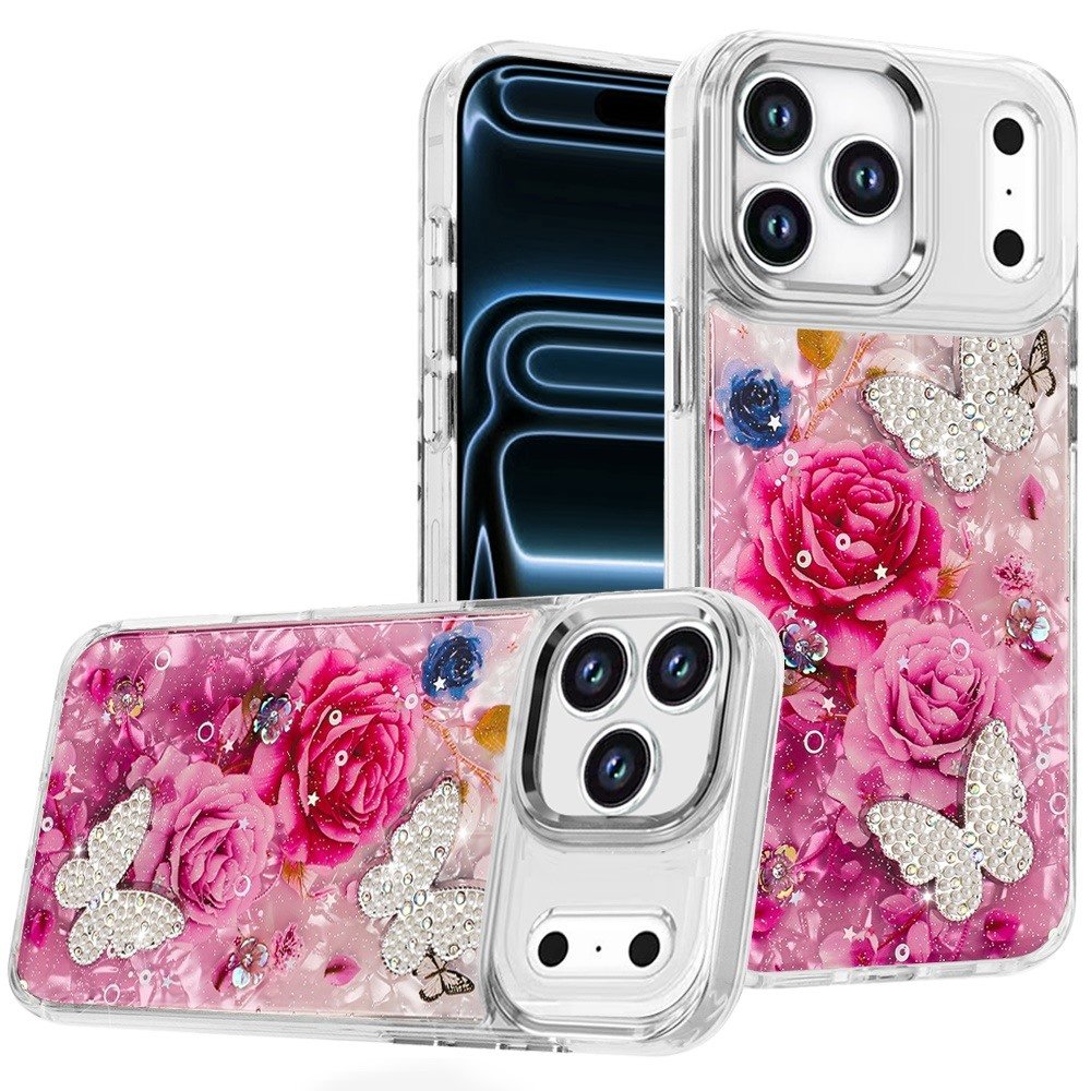 for iphone 17 pro epoxy glitter butterfly ornaments design hq metal buttons hybrid 6