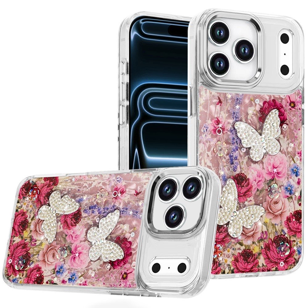 for iphone 17 pro epoxy glitter butterfly ornaments design hq metal buttons hybrid 7