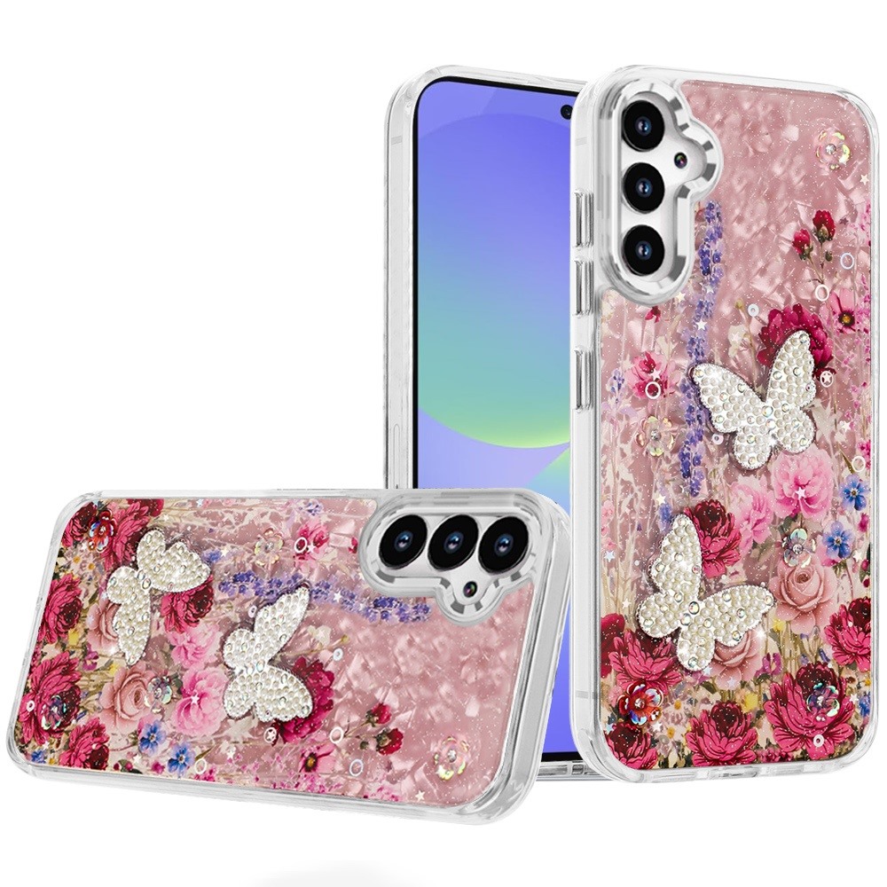 for samsung galaxy a36 / a56 epoxy glitter butterfly ornaments design hq metal buttons hybrid 7