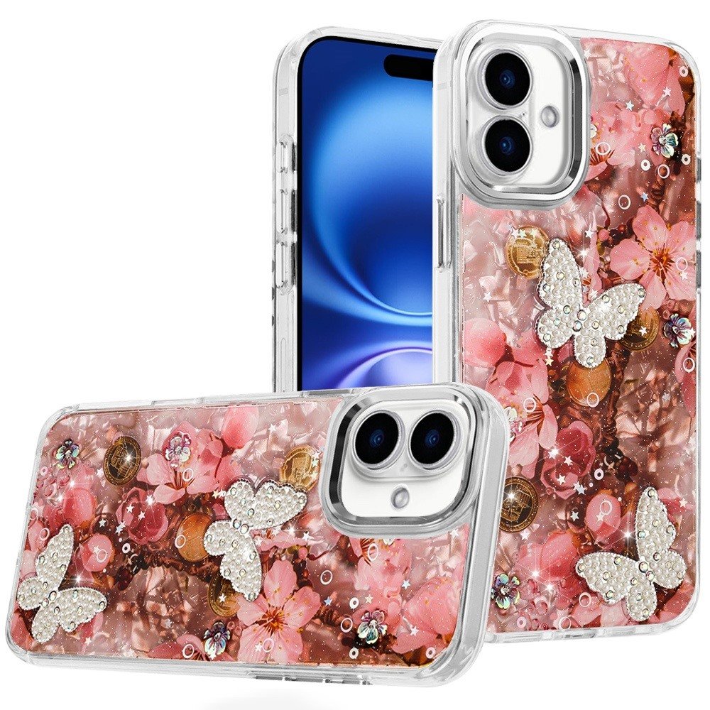 for iphone 17 epoxy glitter butterfly ornaments design hq metal buttons hybrid 4
