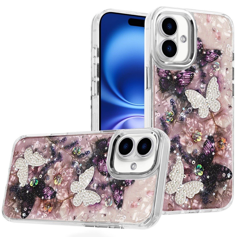 for iphone 17 epoxy glitter butterfly ornaments design hq metal buttons hybrid 5