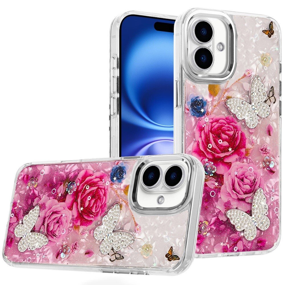 for iphone 17 epoxy glitter butterfly ornaments design hq metal buttons hybrid 6