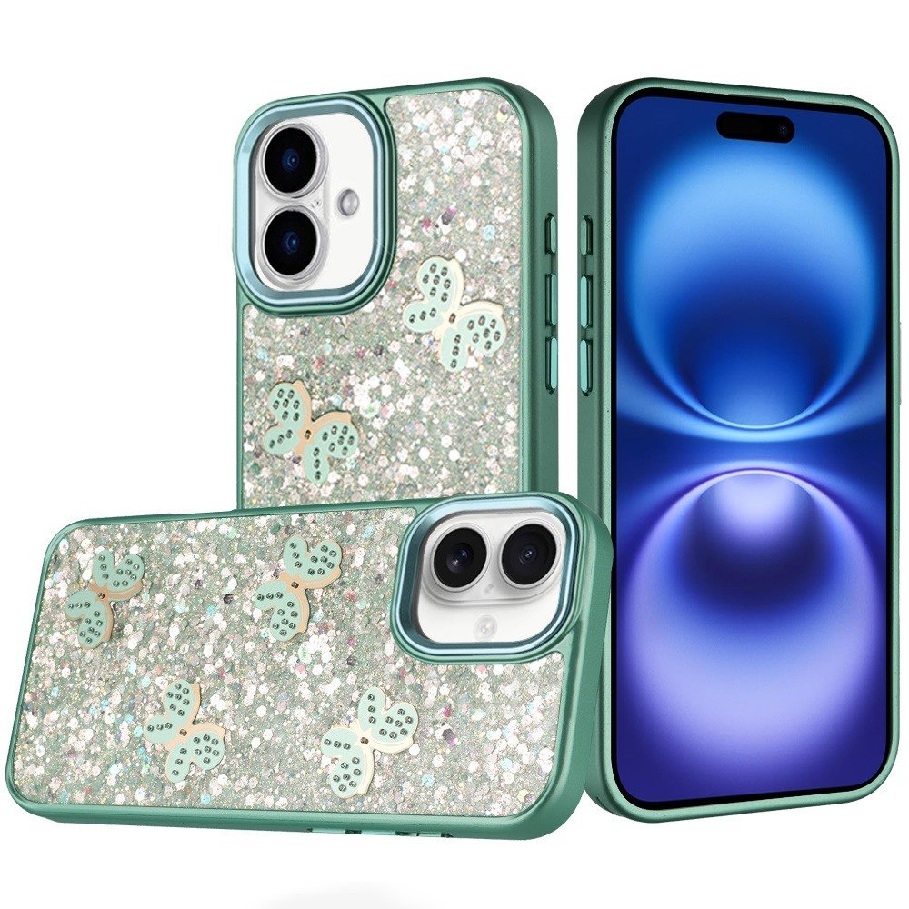 for iphone 17 cute butterfly ornaments diamonds shimmer matching metallic hq hybrid teal
