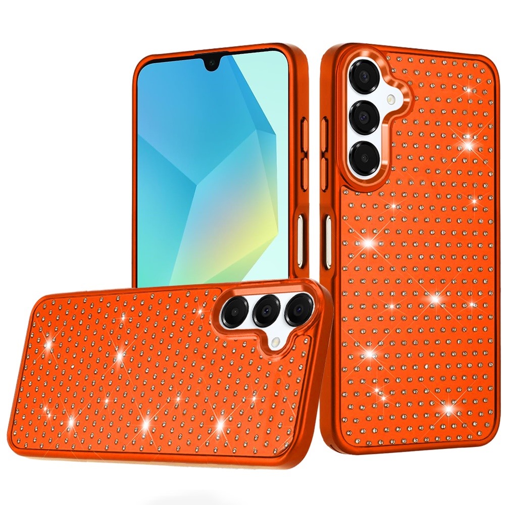 for samsung a16 5g beautiful diamond metallic design metal chrome edged hybrid cosmic orange