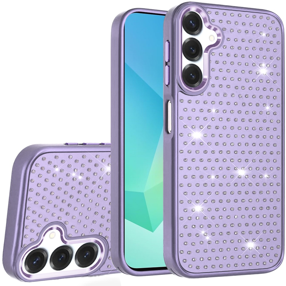 for samsung a16 5g beautiful diamond metallic design metal chrome edged hybrid purple