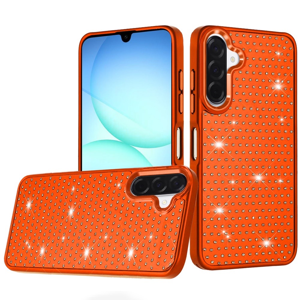 for samsung a17 5g beautiful diamond metallic design metal chrome edged hybrid cosmic orange
