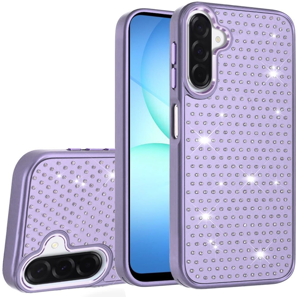 for samsung a17 5g beautiful diamond metallic design metal chrome edged hybrid purple