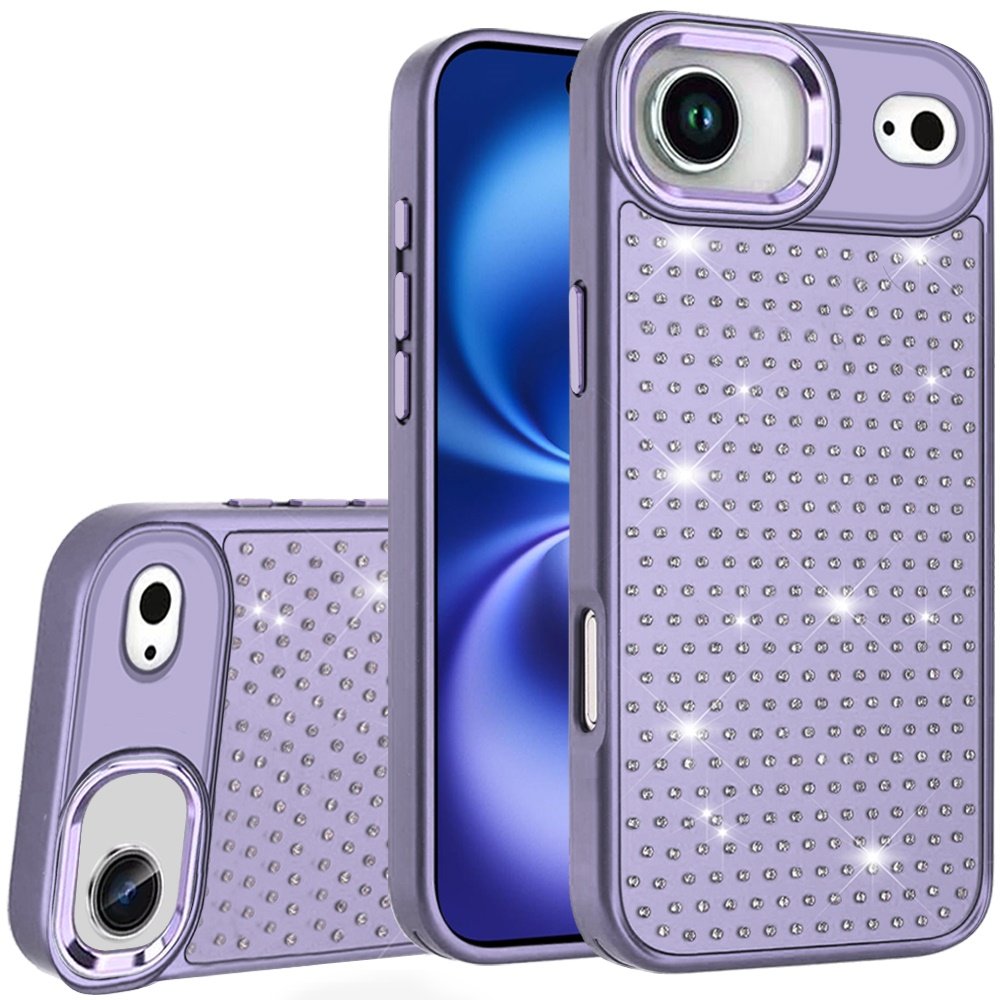 for iphone 17 air beautiful diamond metallic design metal chrome edged hybrid purple