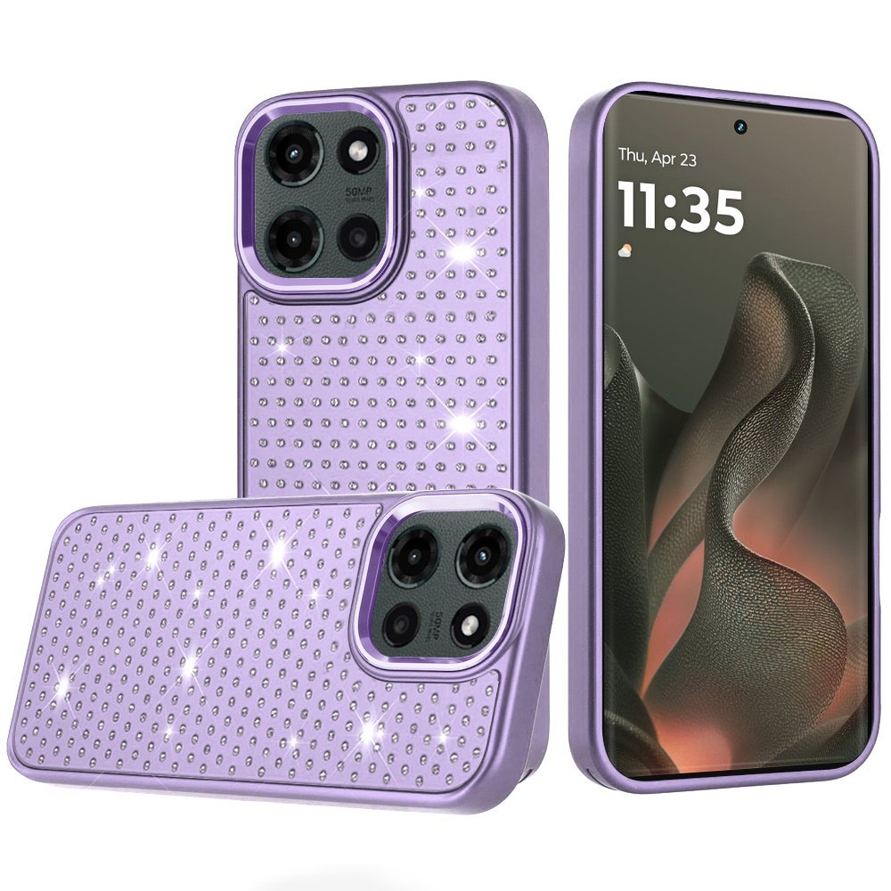 for motorola edge 2025 beautiful diamond metallic design metal chrome edged hybrid purple