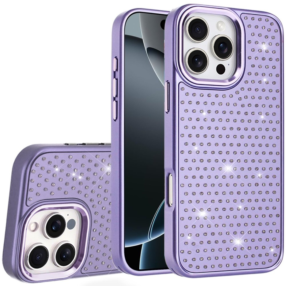 for iphone 16 pro max 6.9 beautiful diamond metallic design metal chrome edged hybrid purple