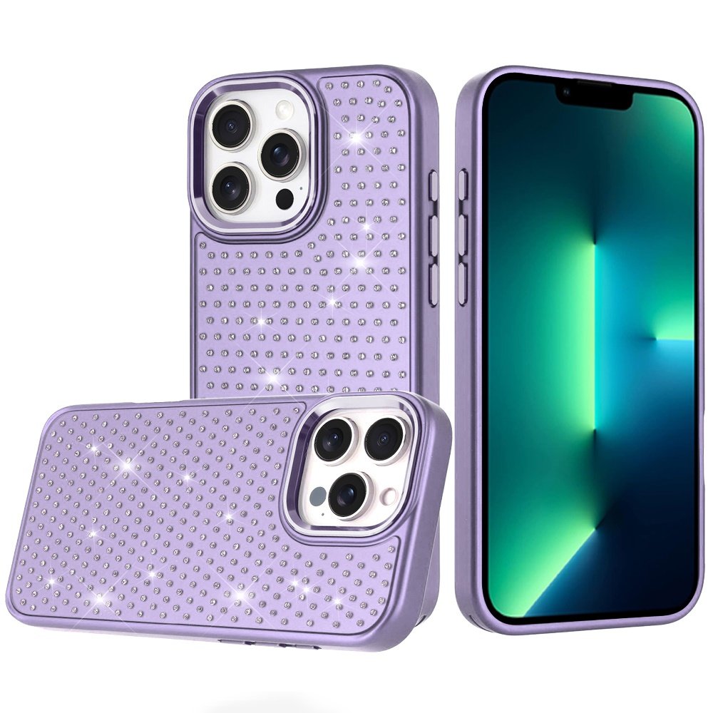 for iphone 13 pro max beautiful diamond metallic design metal chrome edged hybrid purple