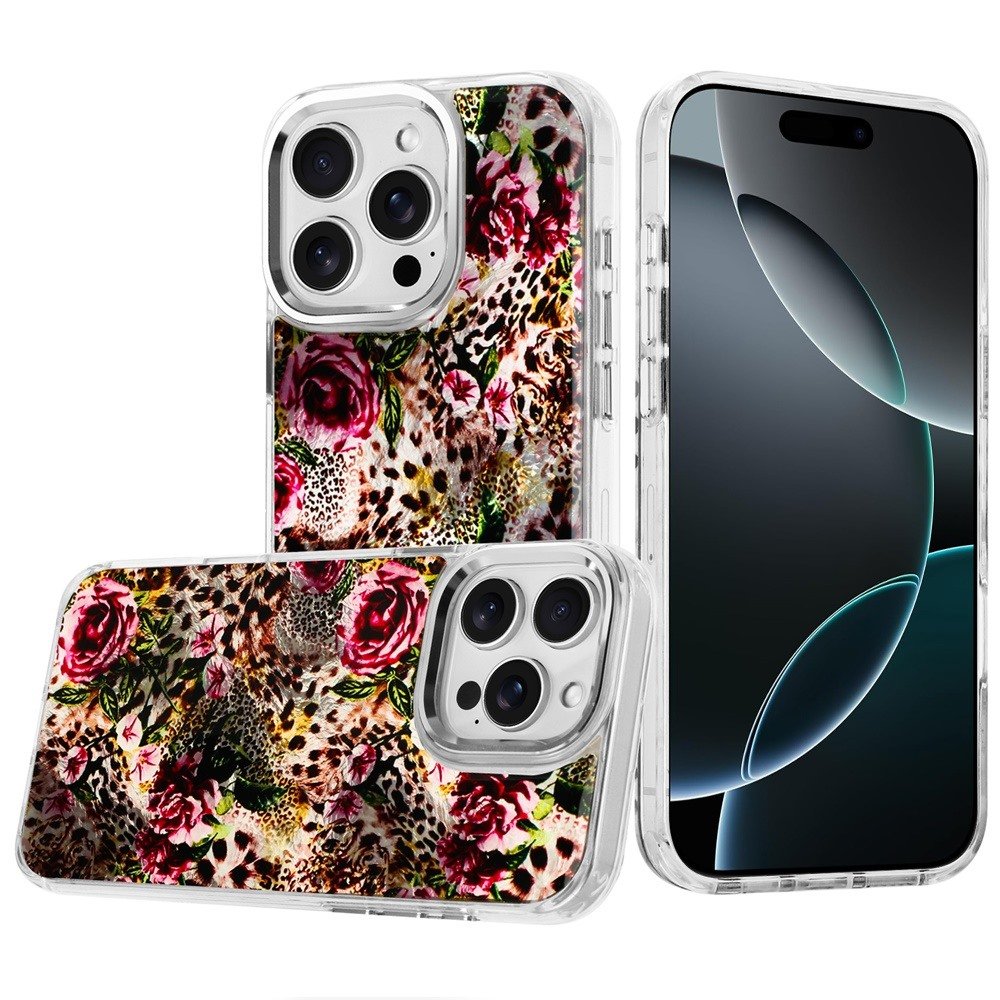 for iphone 16 pro max 6.9 beautiful epoxy designs with chrome metallic edges hybrid 1