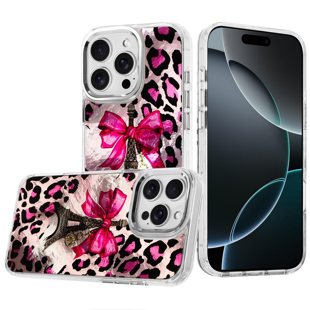 for iphone 16 pro max 6.9 beautiful epoxy designs with chrome metallic edges hybrid 3