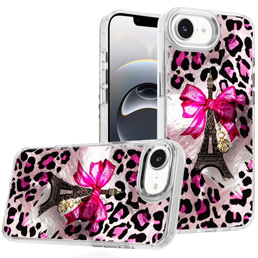 for iphone 17e / 16e / se4 beautiful epoxy designs with chrome metallic edges hybrid 3