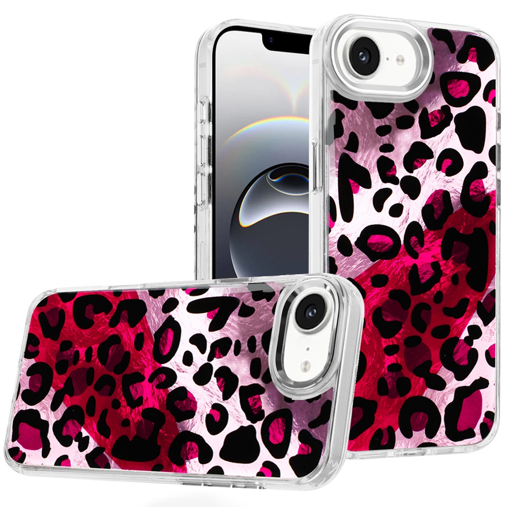 for iphone 17e / 16e / se4 beautiful epoxy designs with chrome metallic edges hybrid 4