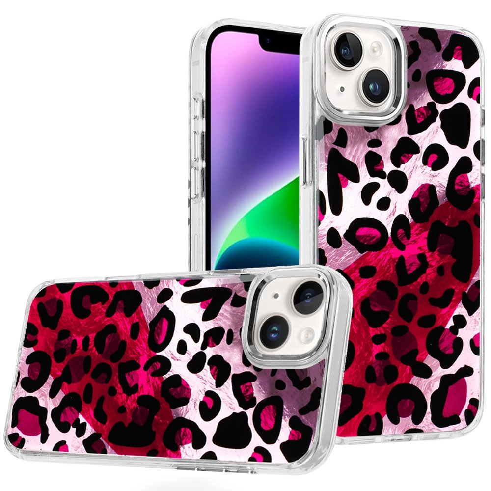 for iphone 13/14 beautiful epoxy designs with chrome metallic edges hybrid 4