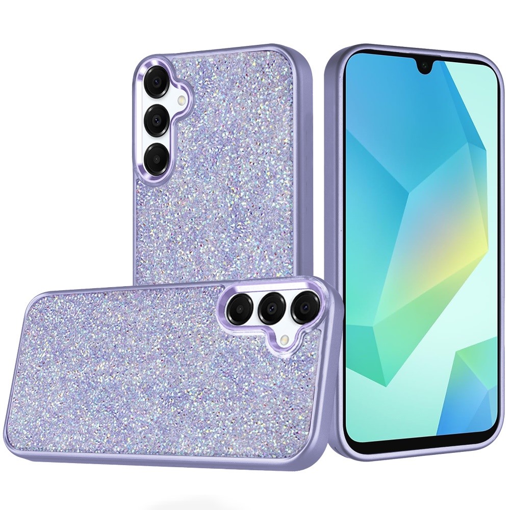 for samsung a16 5g crystal glass diamond with metallic buttons and edges hybrid case dark purple