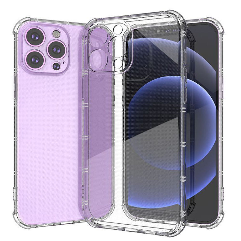 for iphone 15 pro shatterproof transparent cross stripes design thick tpu case cover clear