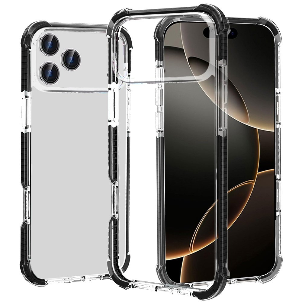 for iphone 17 pro max acrylic tough 2.5mm transparent shockproof hybrid case cover black