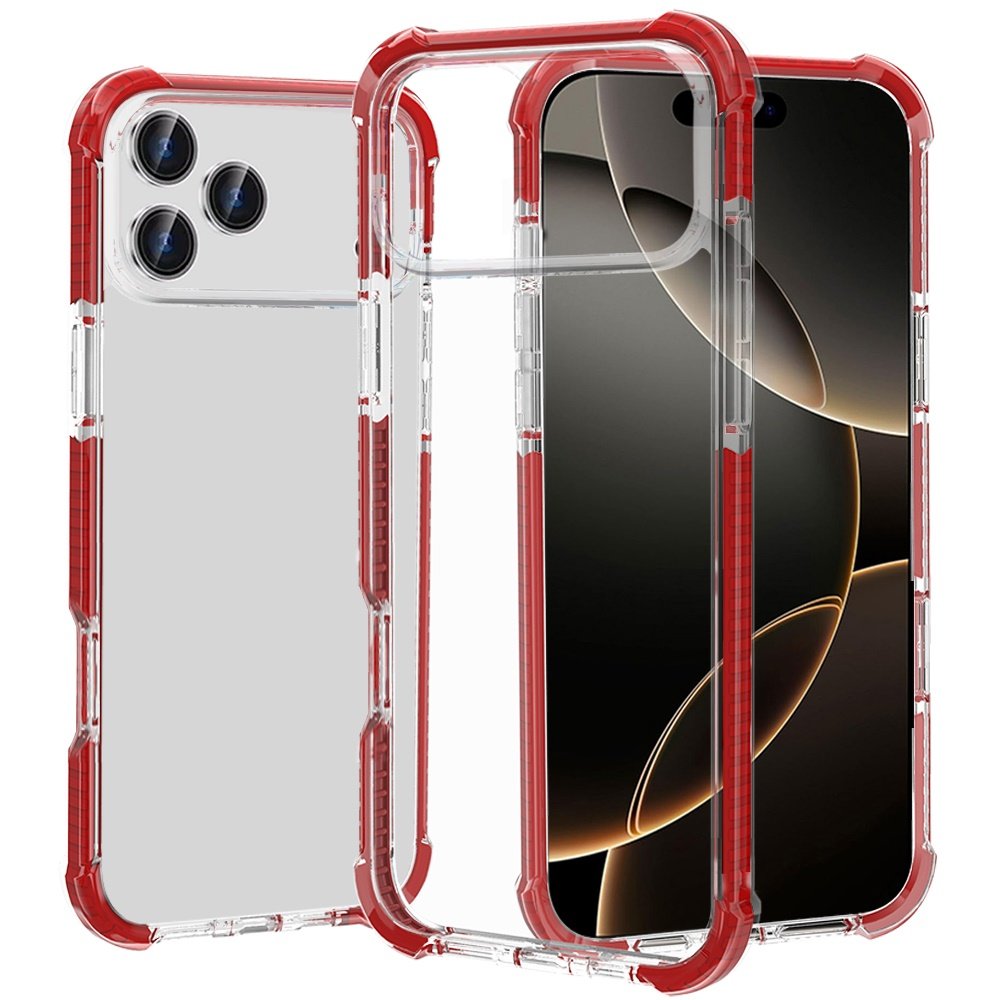 for iphone 17 pro max acrylic tough 2.5mm transparent shockproof hybrid case cover red