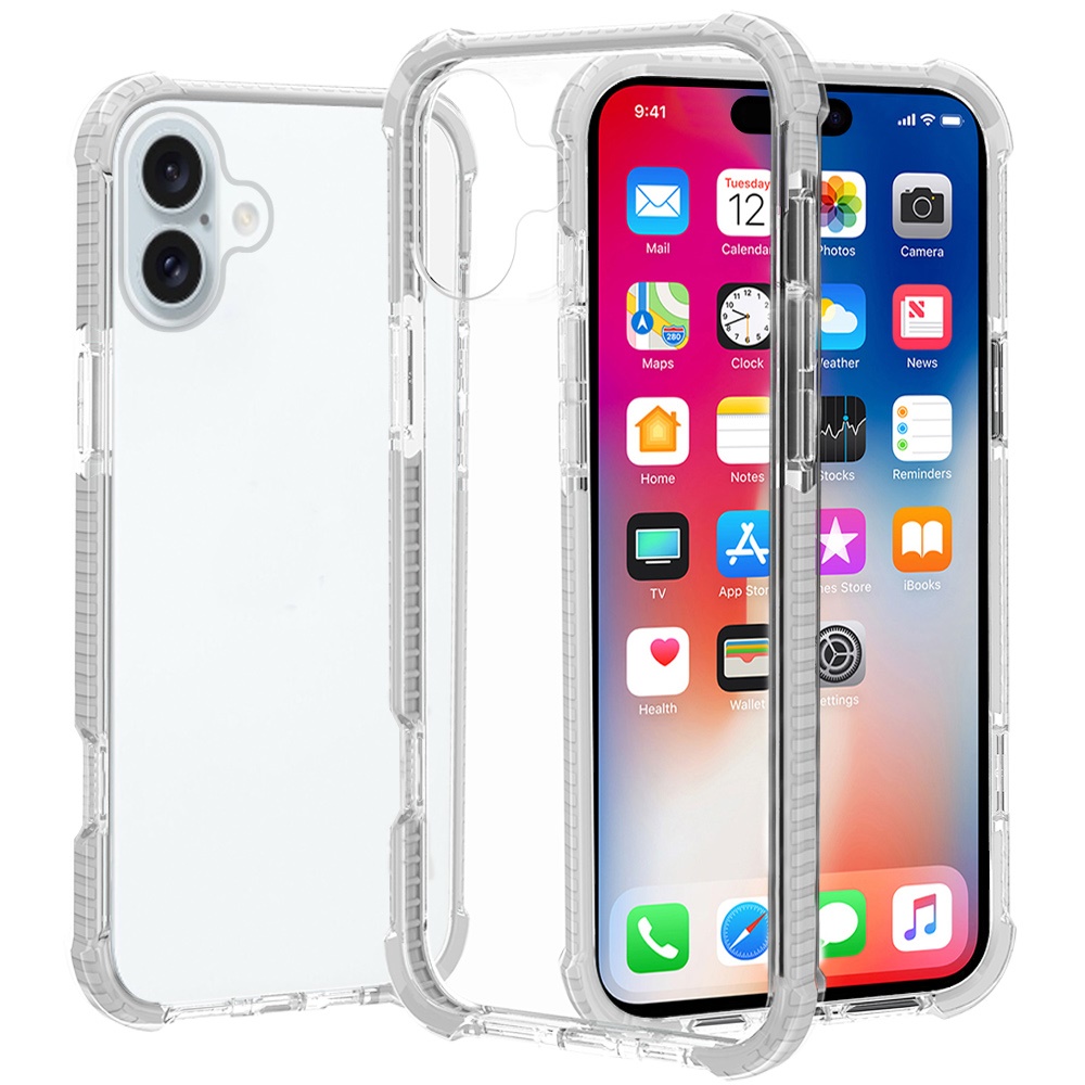 for iphone 16 plus 6.7 inch acrylic tough 2.5mm transparent shockproof hybrid case cover white