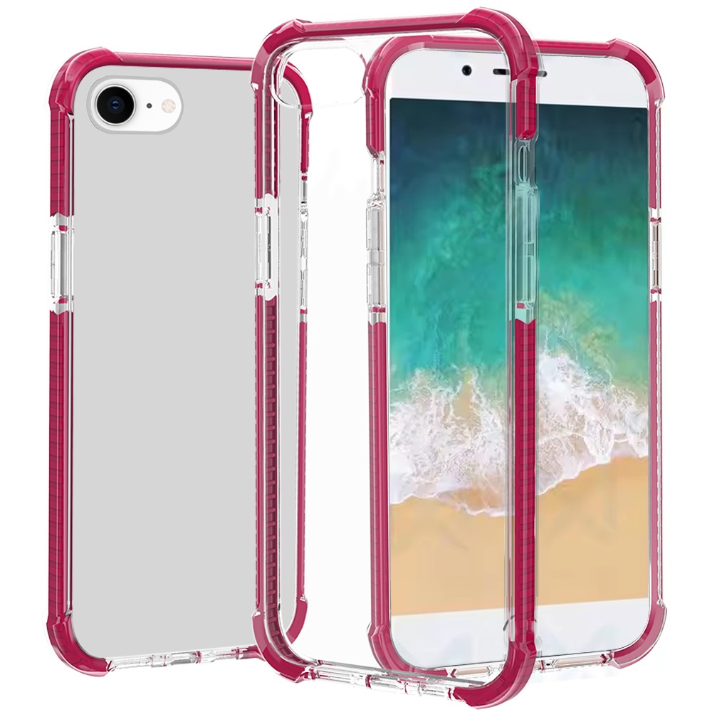 for iphone 17e / 16e / se4 acrylic tough 2.5mm transparent shockproof hybrid hot pink