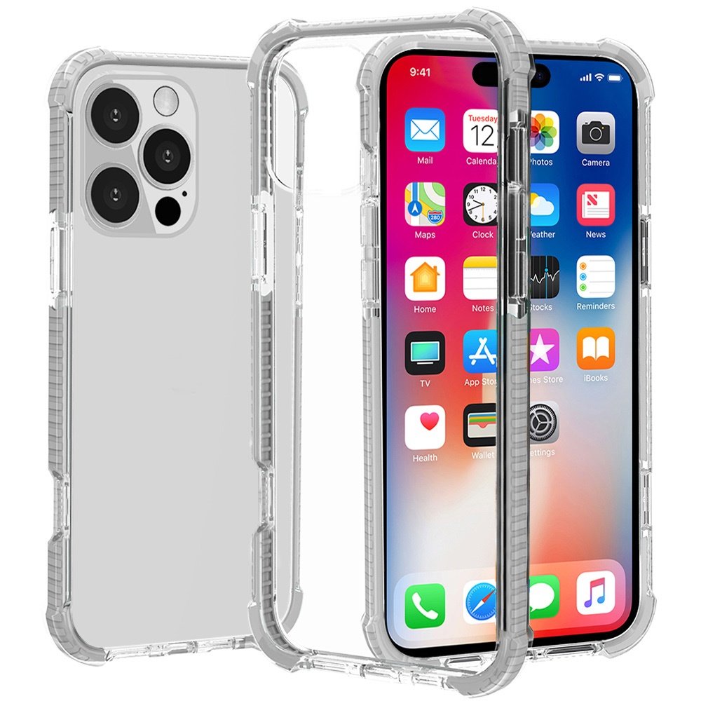 for iphone 16 pro 6.3 inch acrylic tough 2.5mm transparent shockproof hybrid case cover white