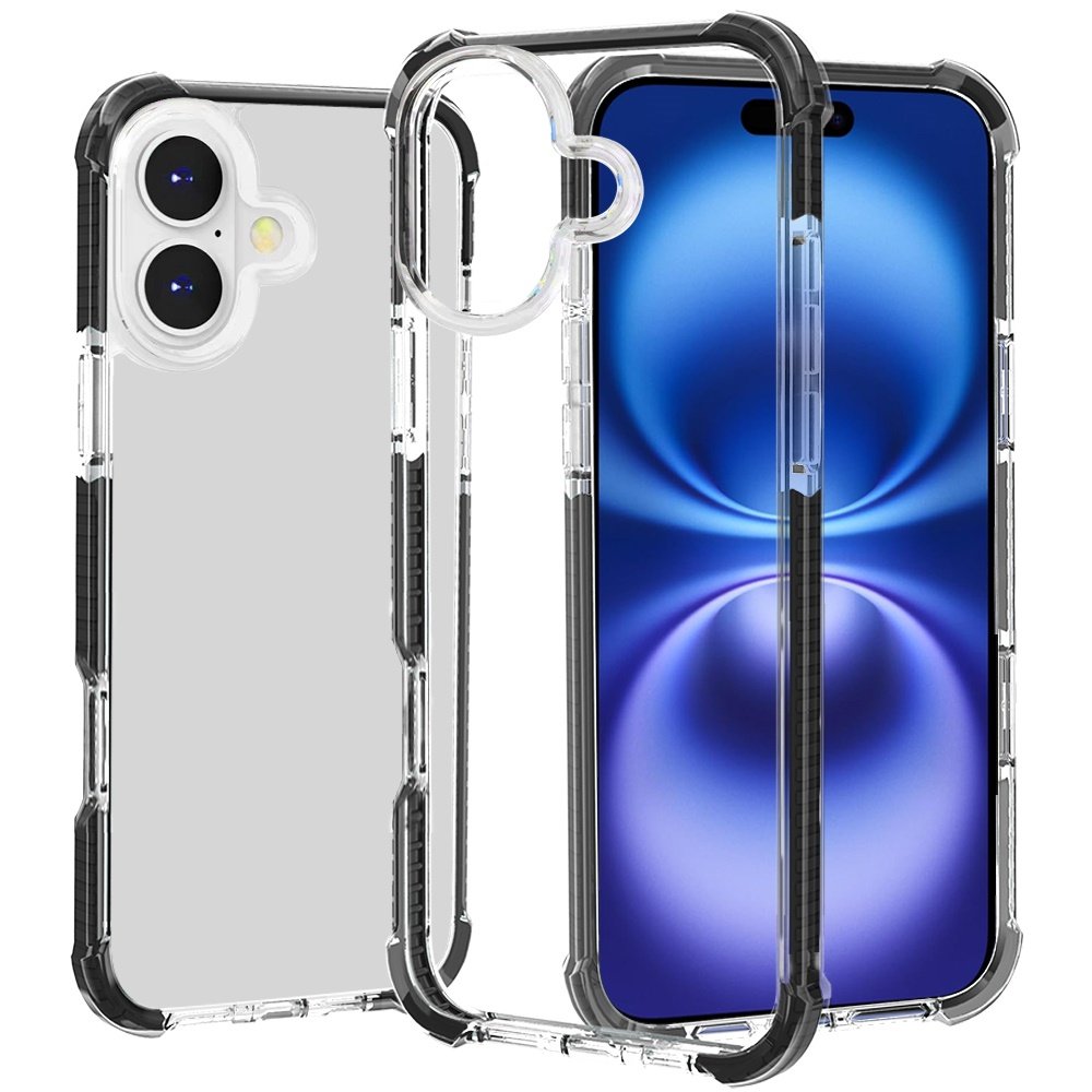 for iphone 17 acrylic tough 2.5mm transparent shockproof hybrid case cover black
