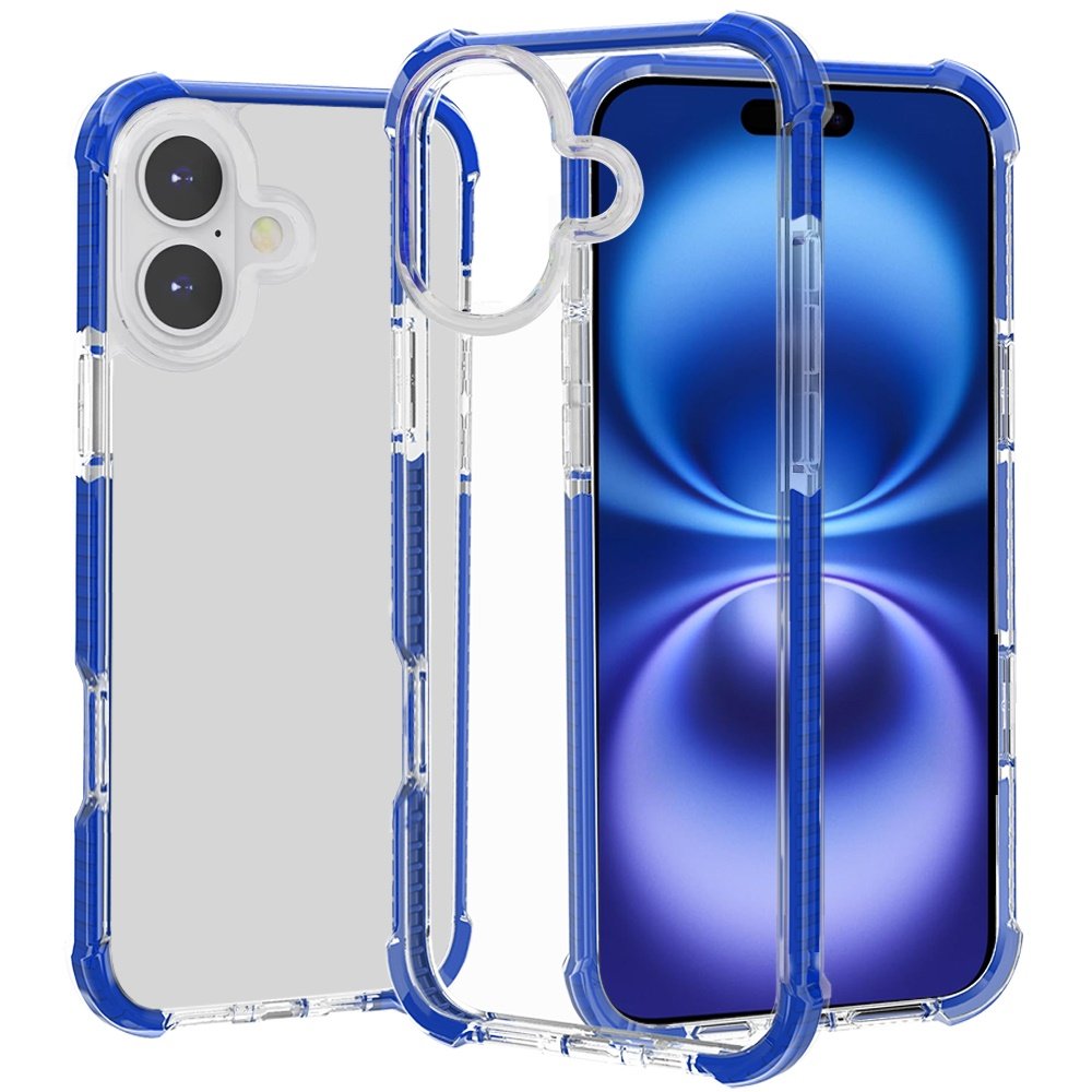 for iphone 17 acrylic tough 2.5mm transparent shockproof hybrid case cover blue
