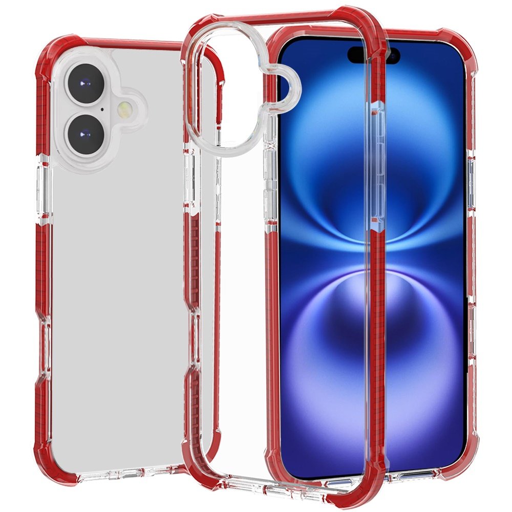 for iphone 17 acrylic tough 2.5mm transparent shockproof hybrid case cover red