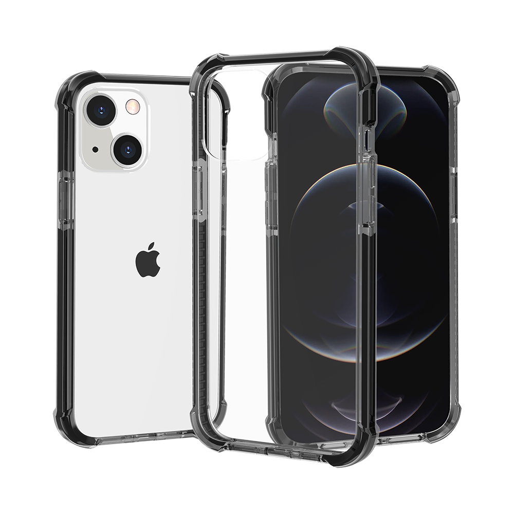 for apple iphone 14 pro max 6.7" acrylic tough 2.5mm transparent shockproof hybrid case cover black