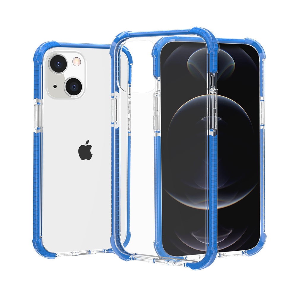 for iphone 15 acrylic tough 2.5mm transparent shockproof hybrid case cover blue